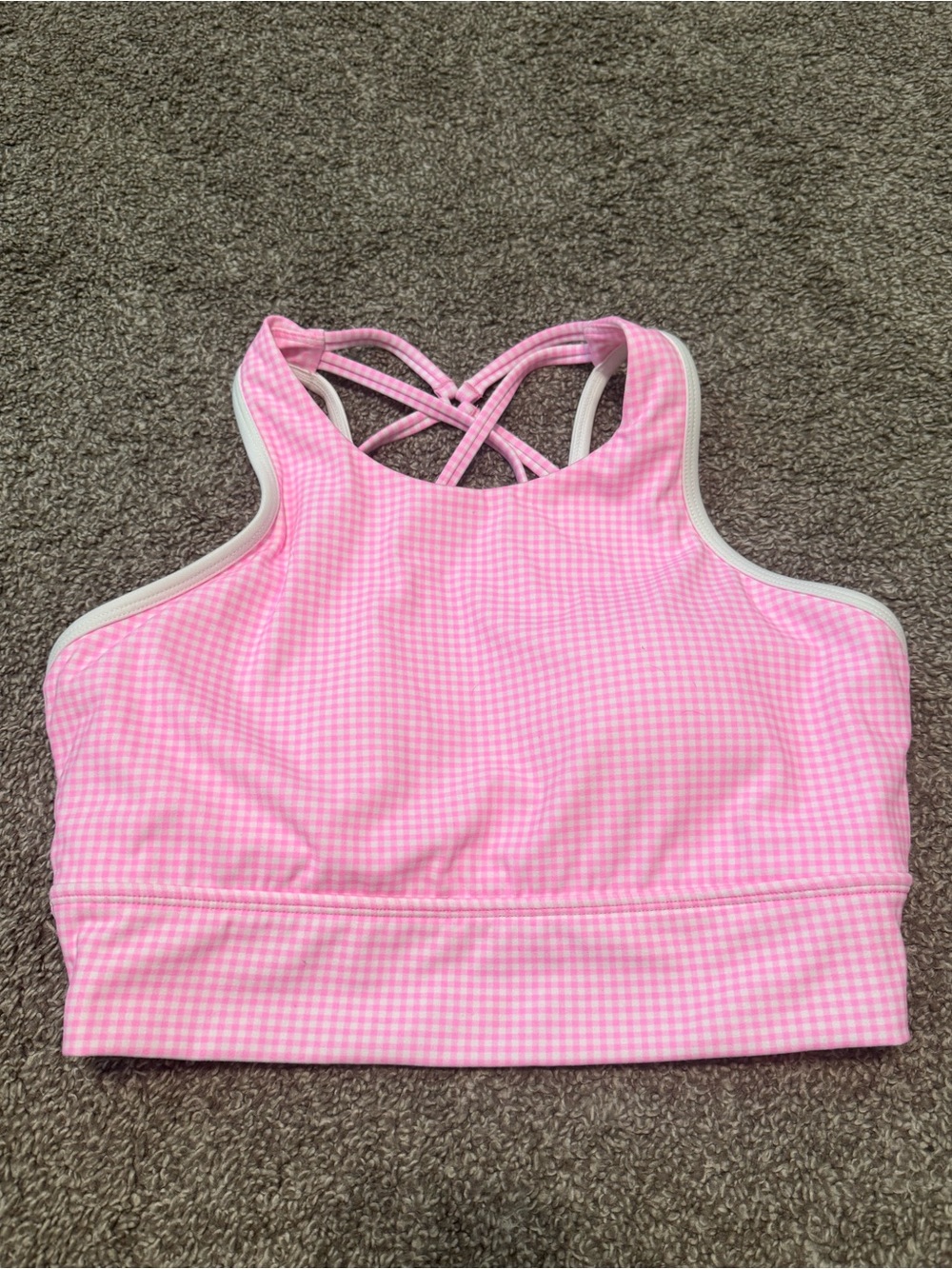Buffbunny Geo Sports Bra Pink Gingham Crisscross Sports Bra